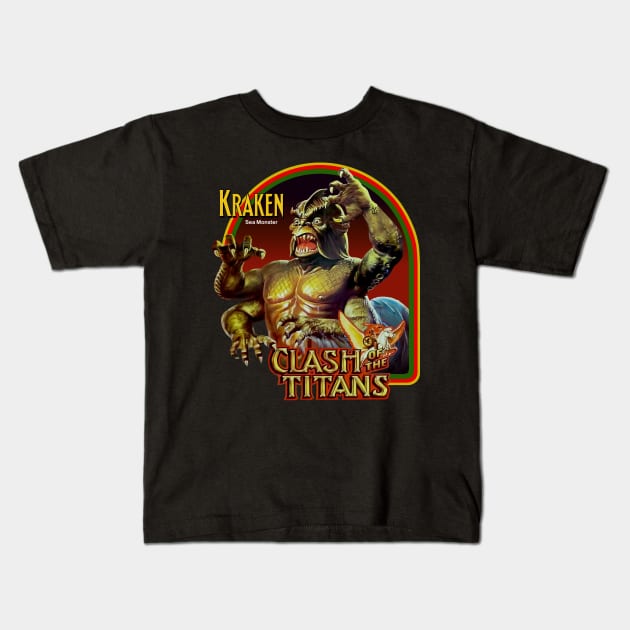 Kraken Vintage 80s Kids T-Shirt by Trazzo